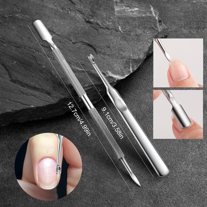 Criyar Fine Edge Cuticle Trimmer & Nippers, Scissors, Silicone Handle Nail Tools for Precise Removal, Durable Washable Cuticle Cutter & Remover & Pusher Nail Clippers (Rose+Pusher 1Set) - Image 2